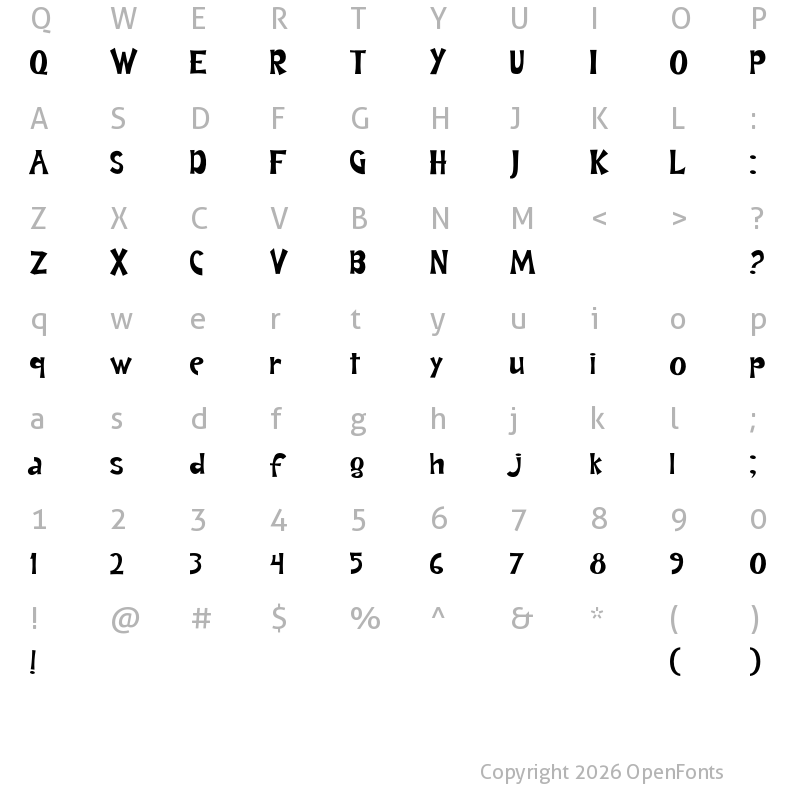 Character Map of Andrea Karime altas y bajas Regular
