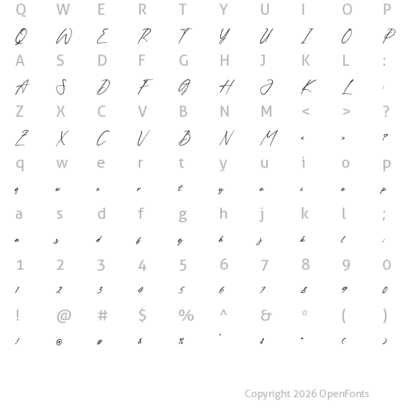 Character Map of Andryaton Detagheart Regular