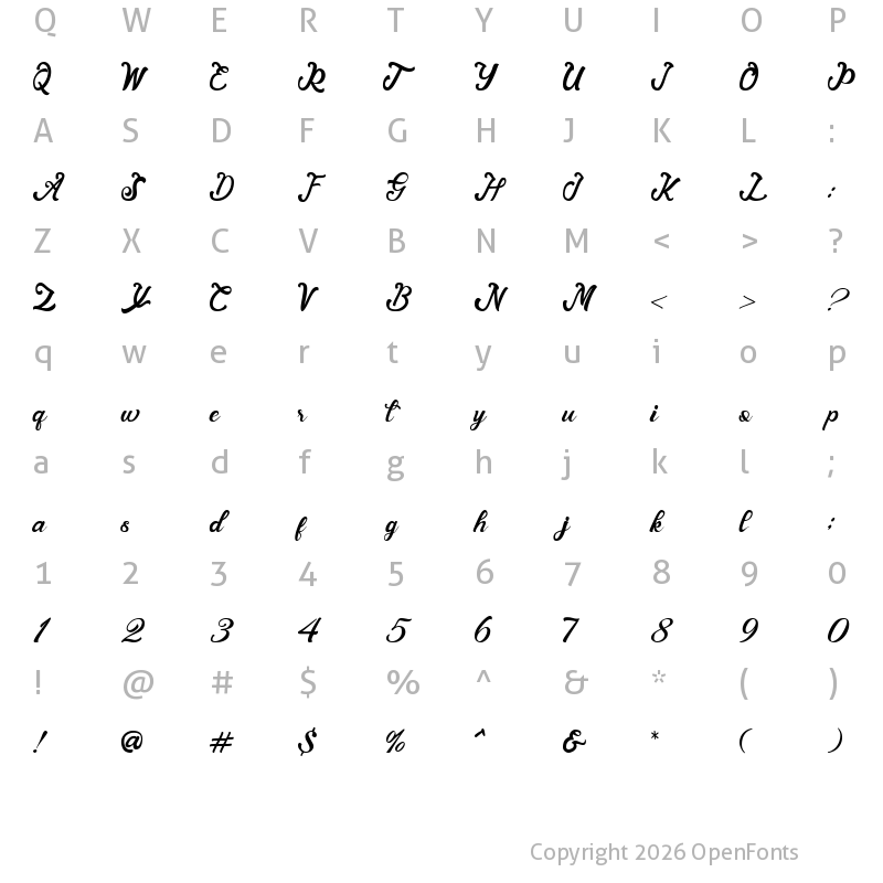 Character Map of Andy Tusvah Regular