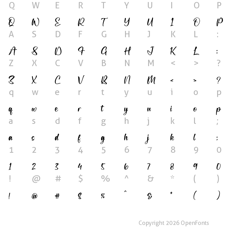 Character Map of Aneaskara Regular