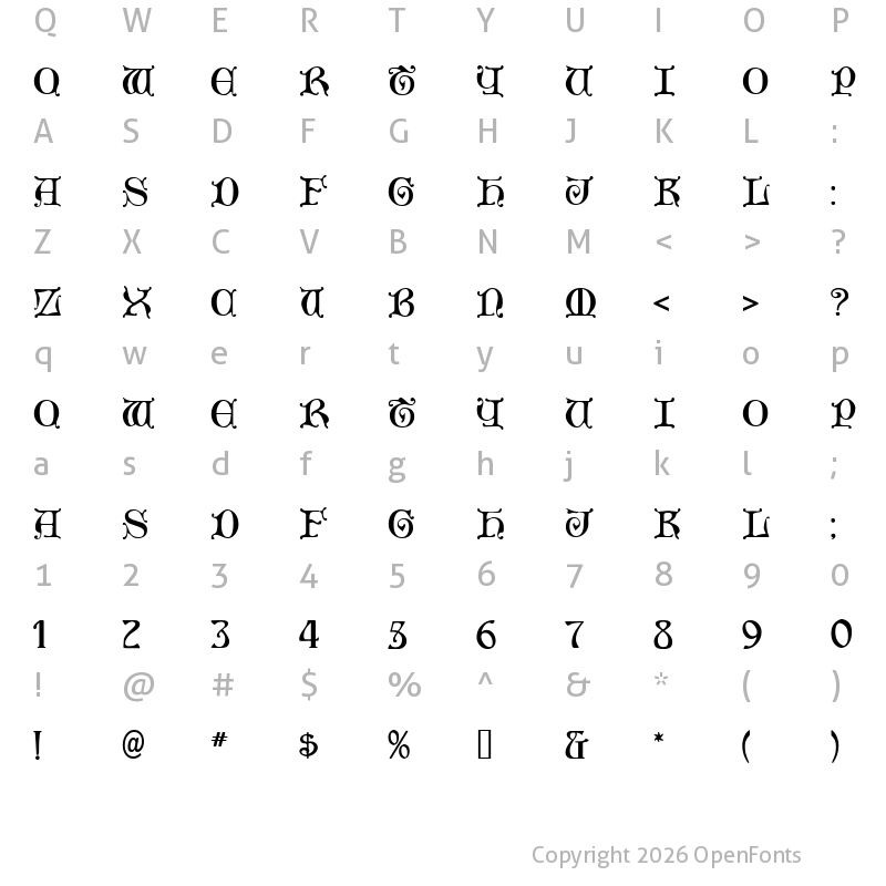 Character Map of Aneirin Regular