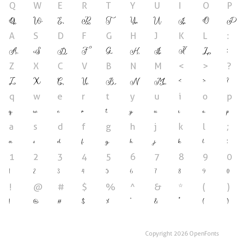 Character Map of Aneliya Regular