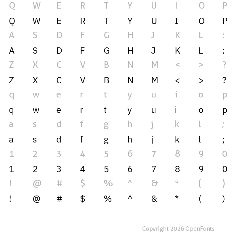 Character Map of Aneliza Regular