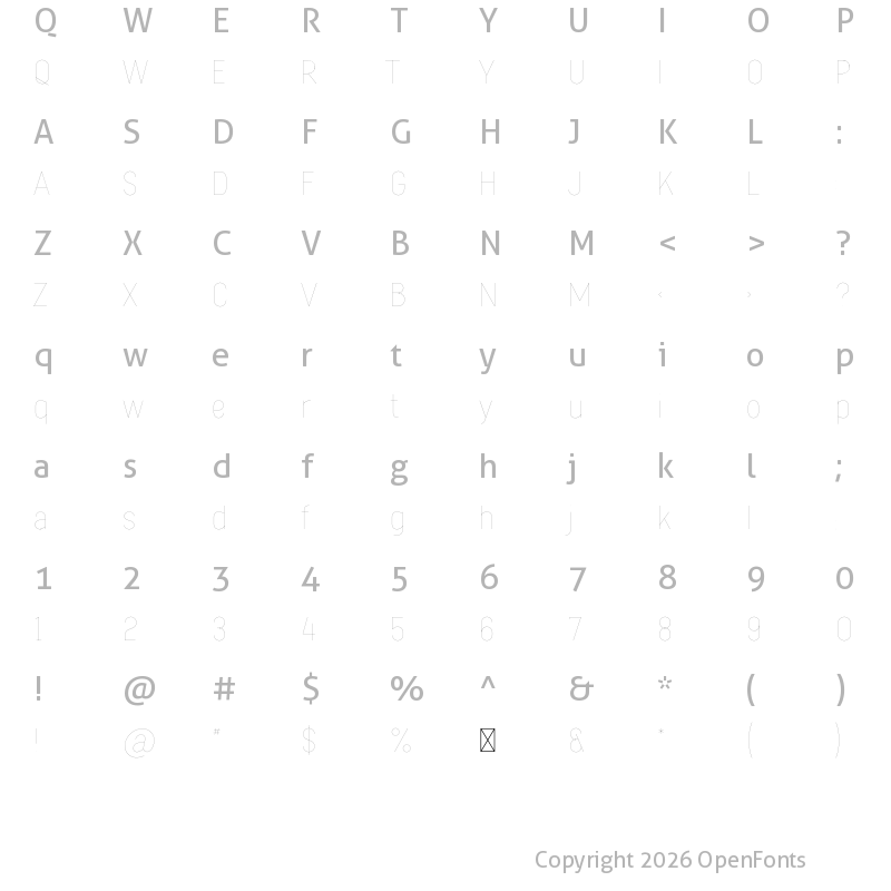 Character Map of Anemone Regular
