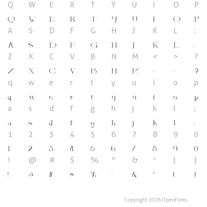 Character Map of Anerka Regular