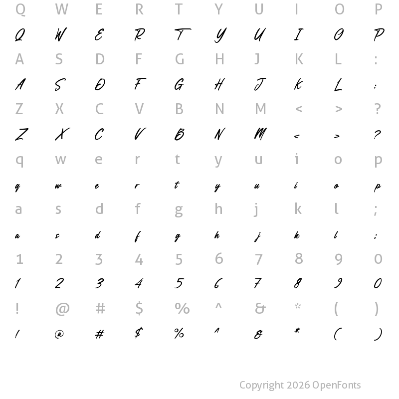 Character Map of Anesthesa Regular