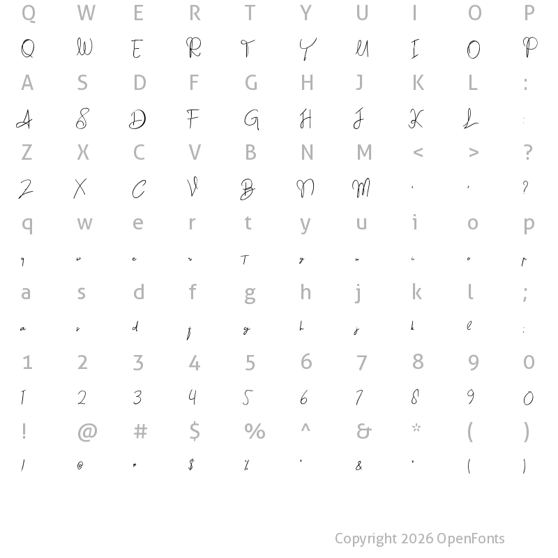 Character Map of Anfather Regular