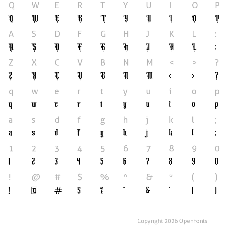 Character Map of Angel rhapsody Regular