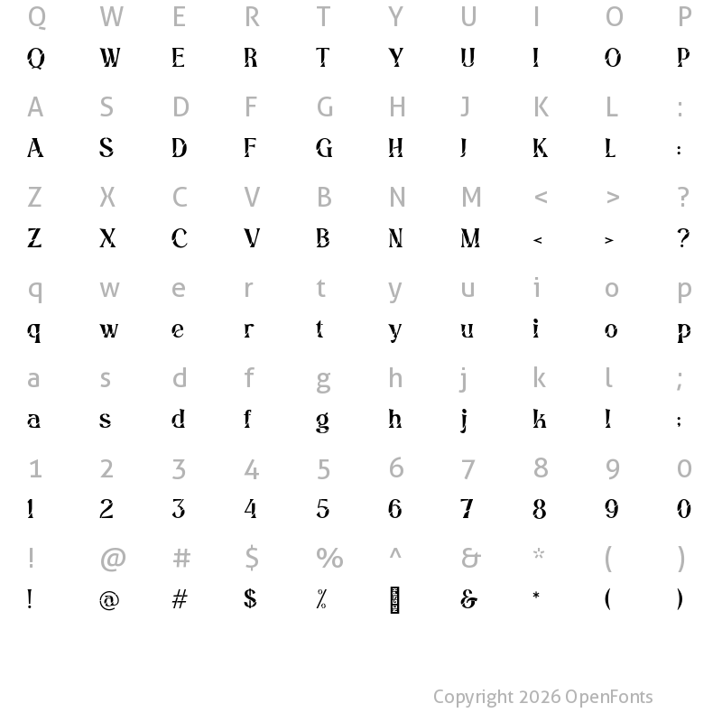 Character Map of Angel Stencil Regular