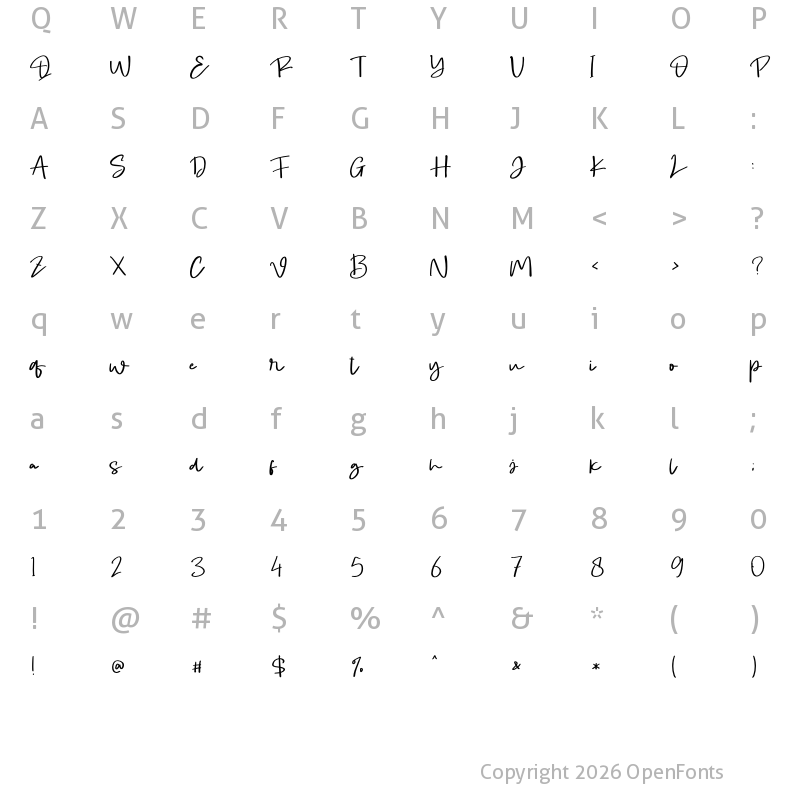 Character Map of Angela Christmas - Personal Use Regular
