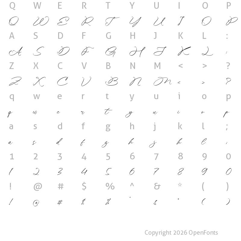 Character Map of Angela Cindysttar Regular