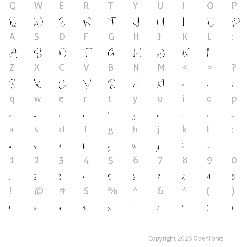 Character Map of Angelica Regular