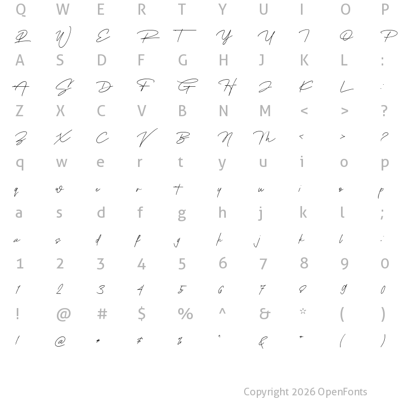 Character Map of Angelica Rytes Regular