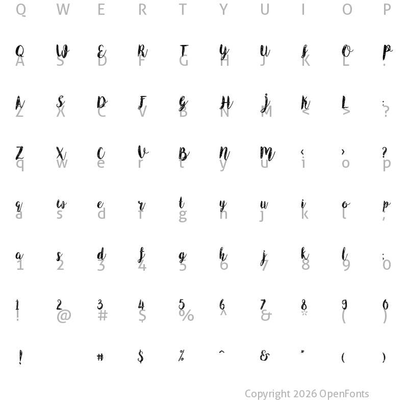 Character Map of Angeline Vintage Angeline Vintage