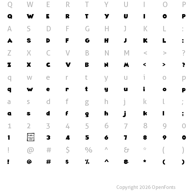 Character Map of Angella Regular