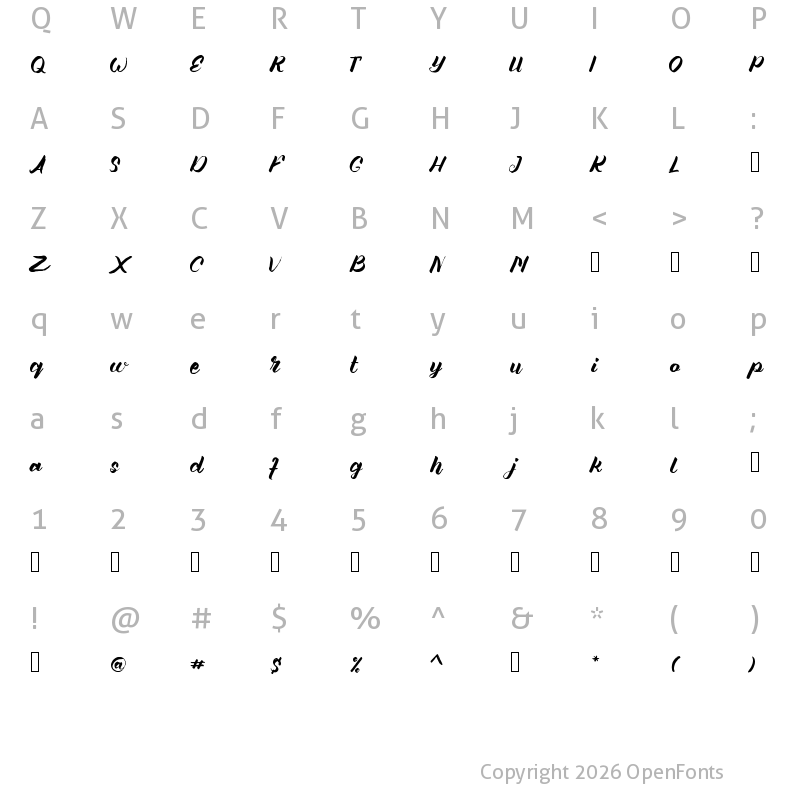Character Map of Angellife Regular