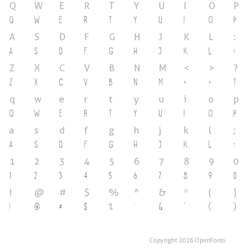 Character Map of Angers Sans Regular