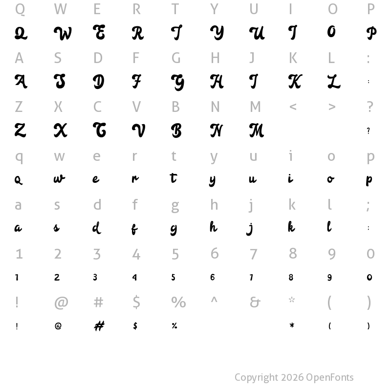 Character Map of Anggada FREE Regular