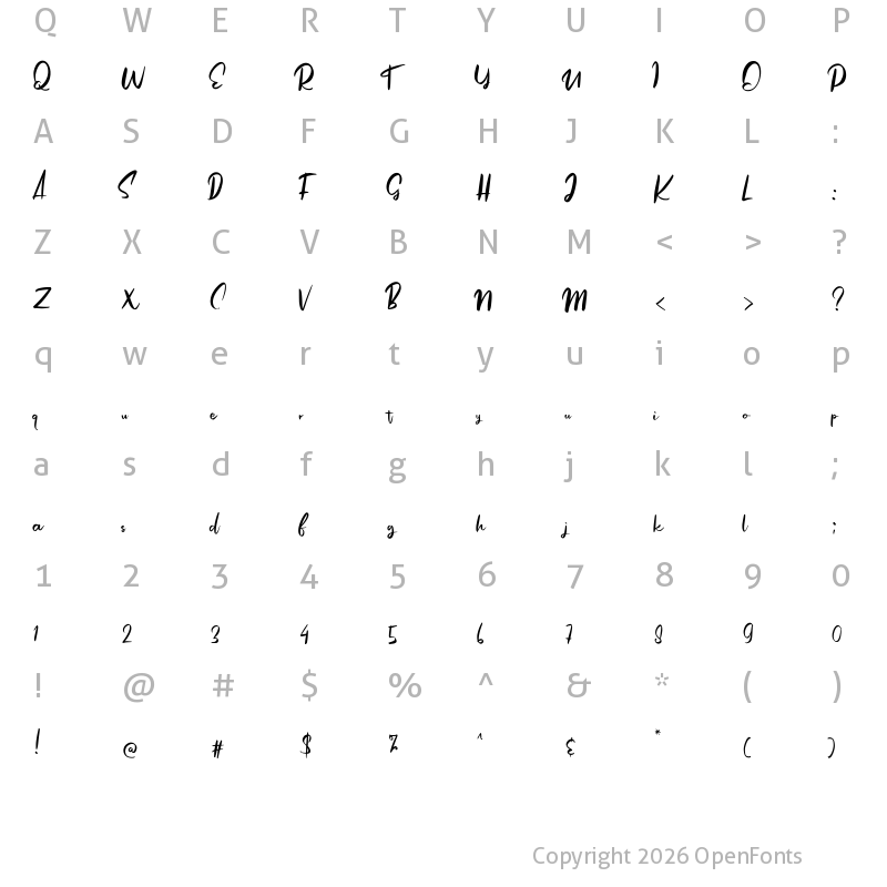Character Map of Angolia Regular