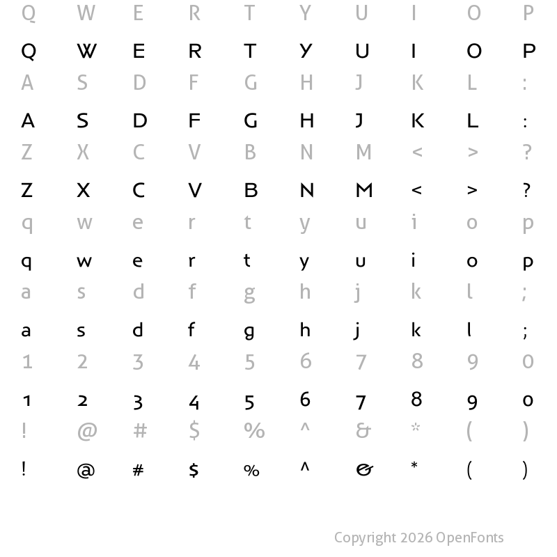 Character Map of Anisette Std Petite Regular