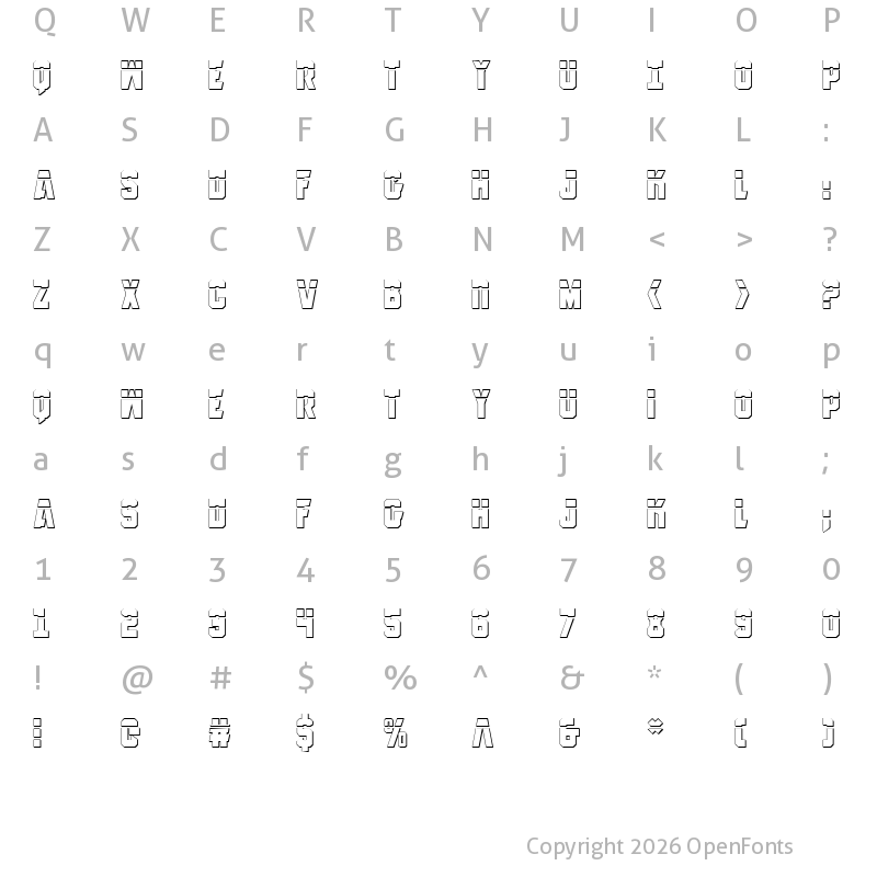 Character Map of Anitlles Laser 3D Regular