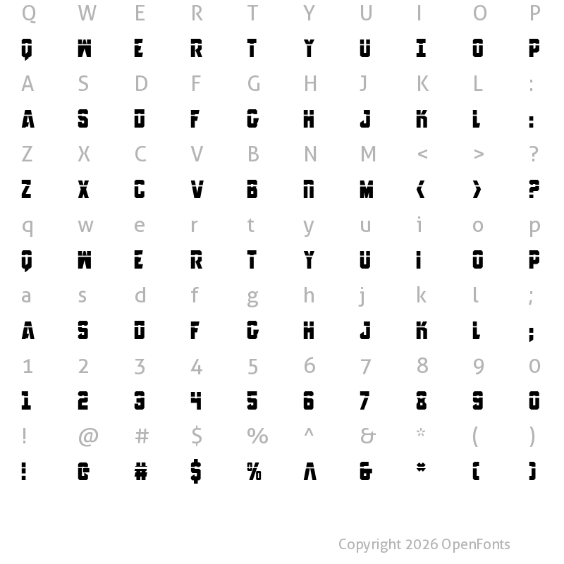Character Map of Anitlles Laser Regular