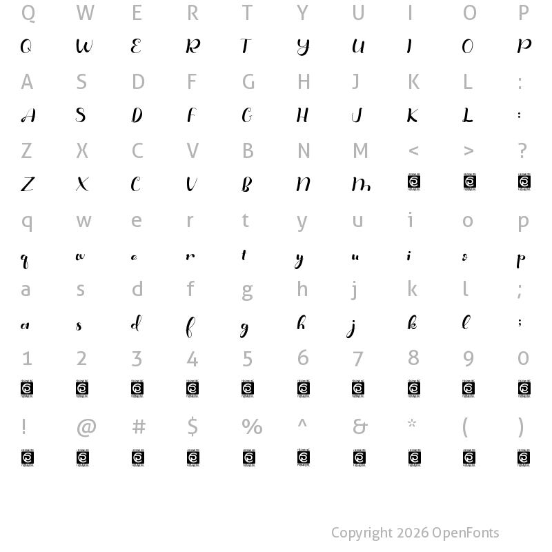 Character Map of Anitya Regular