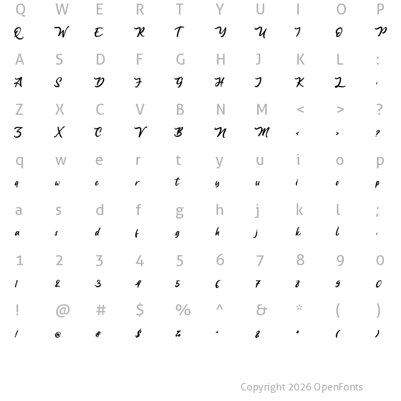 Character Map of Anjelica Script Regular