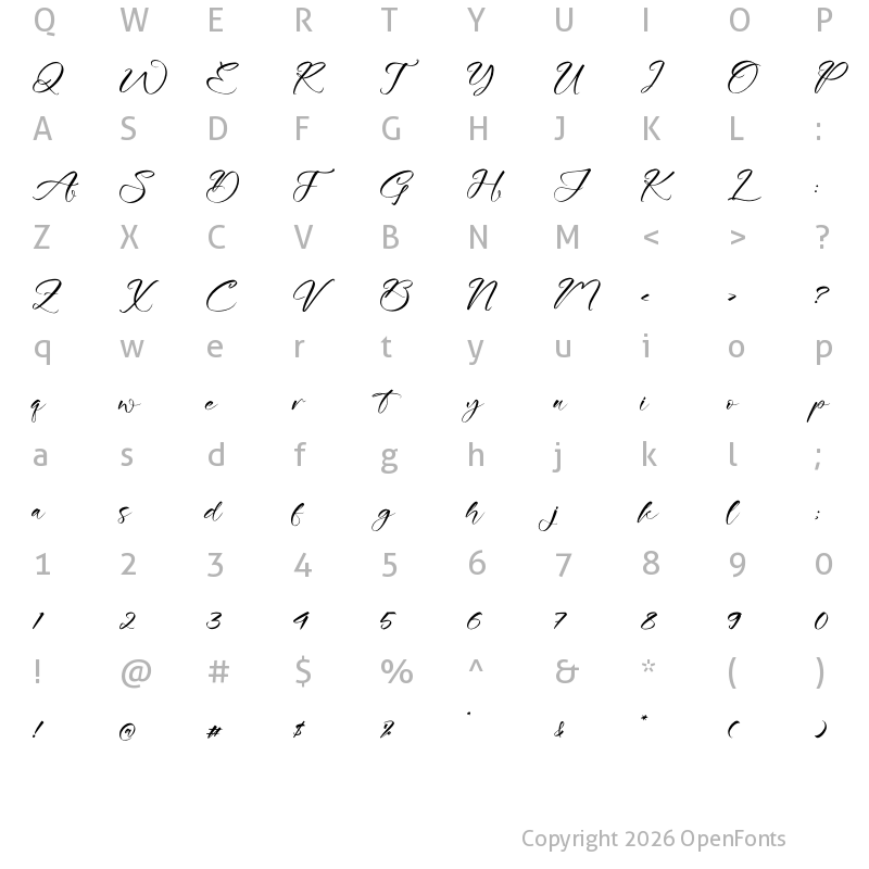 Character Map of Anlietha Regular