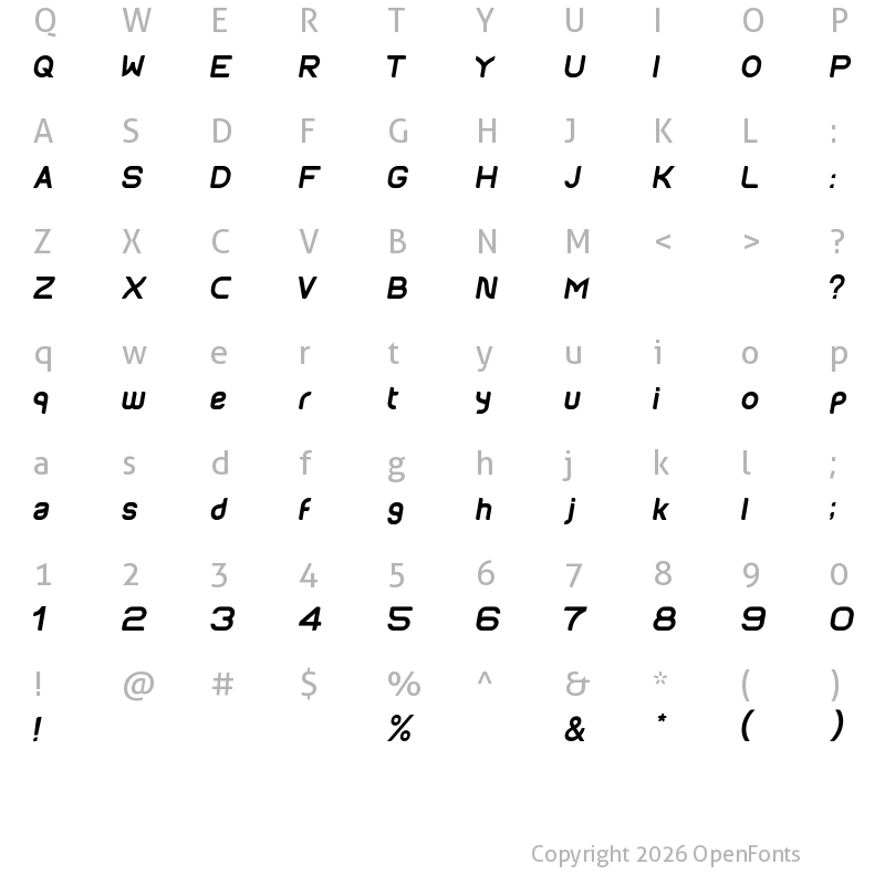 Character Map of Anokha B Italic