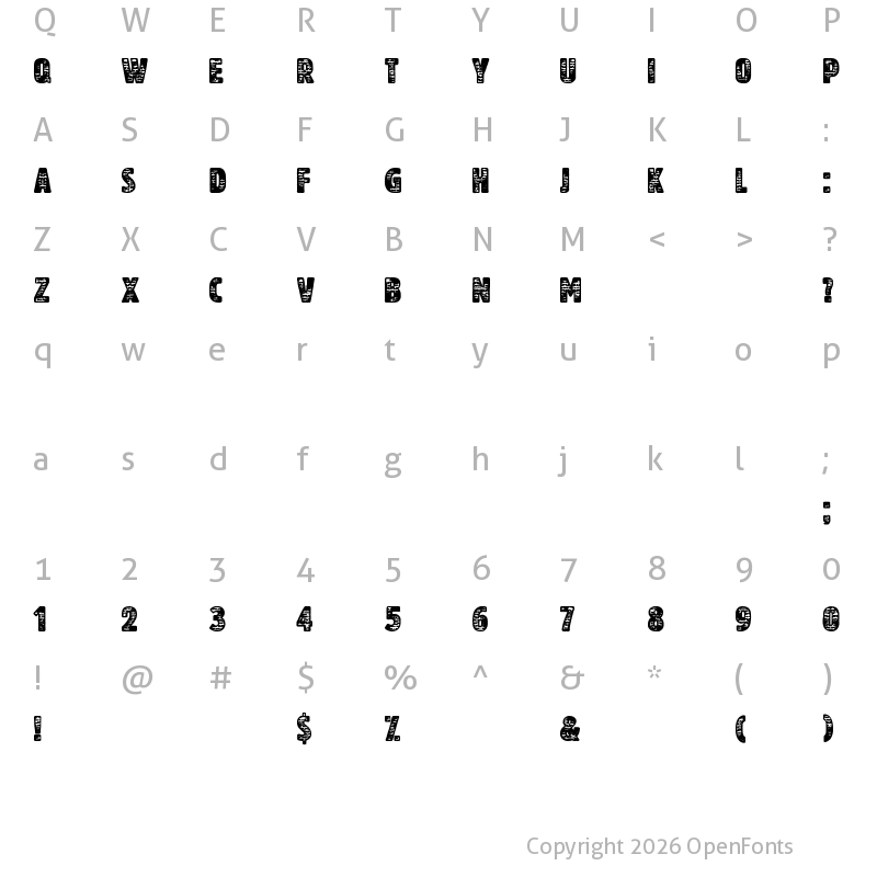 Character Map of Another Brick Regular