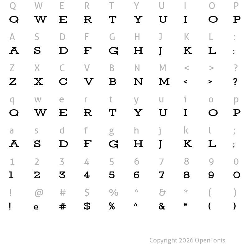 Character Map of Ansley Display Bold