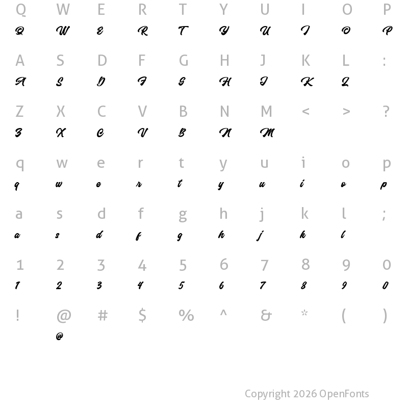 Character Map of Anthemis Personal Use Only Regular