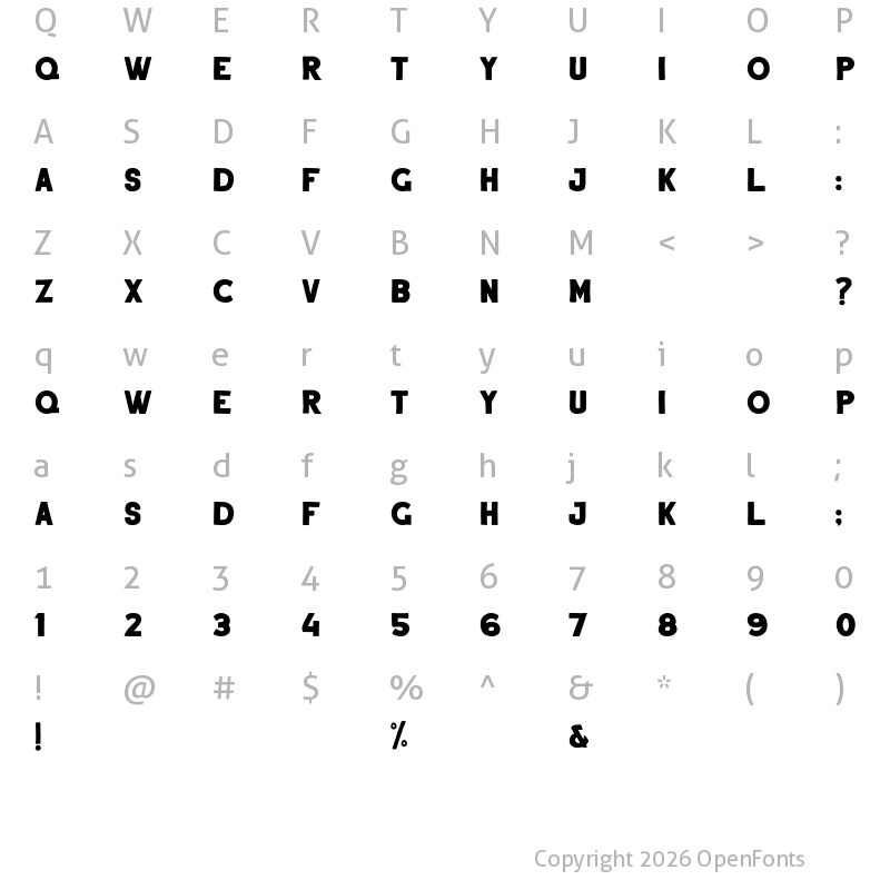Character Map of AnthologyDEMO Regular