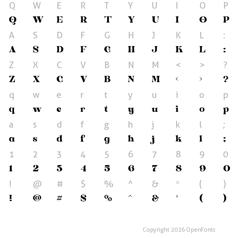 Character Map of Antigua Regular