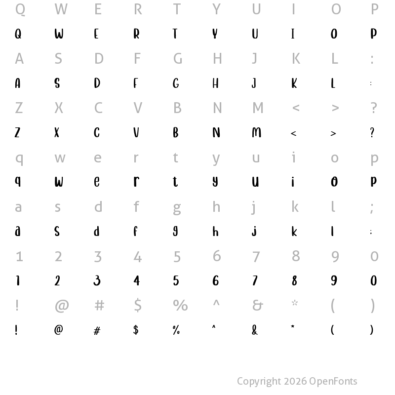 Character Map of Antiokhia Demo Version Regular