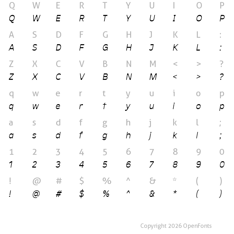 Character Map of Antipol VF Italic