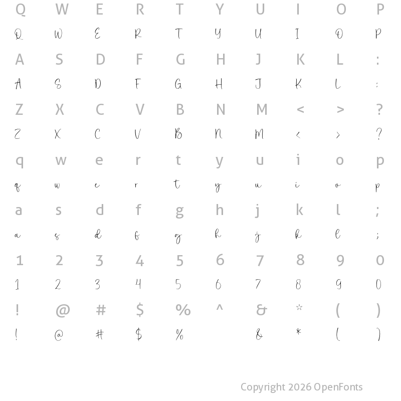 Character Map of Antique Resort Regular