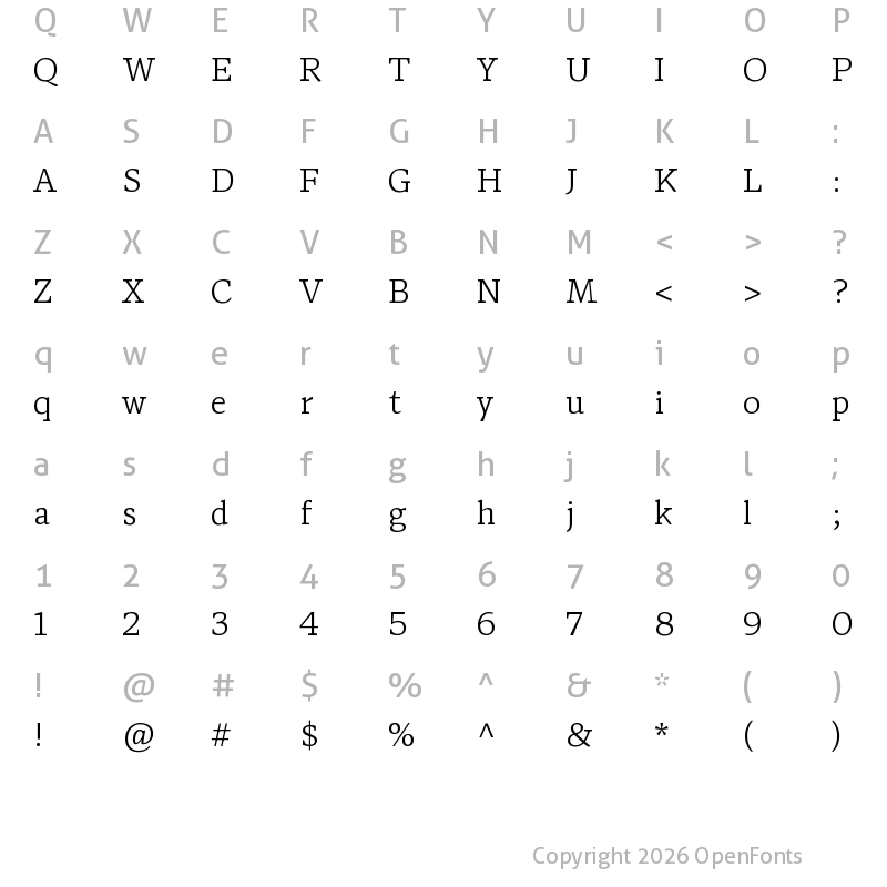Character Map of Antonia Variable Roman