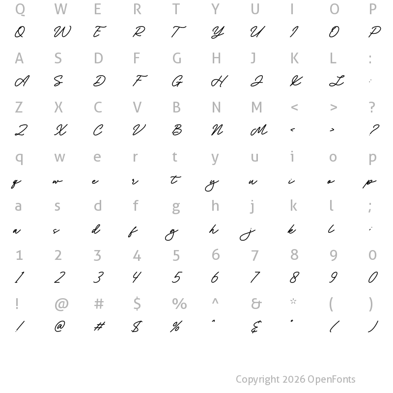 Character Map of Antyna Regular