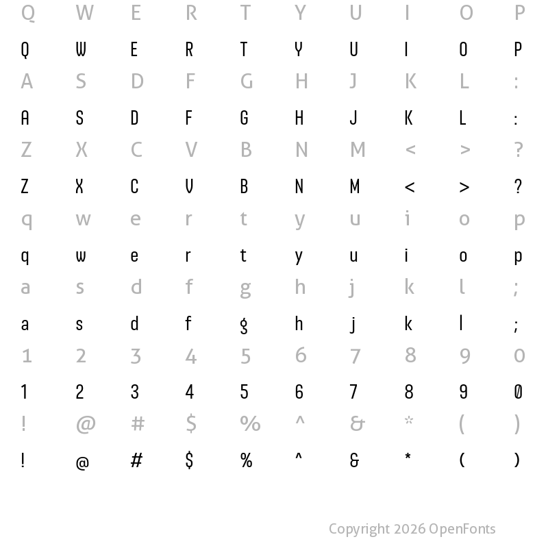 Character Map of Anugrom Light