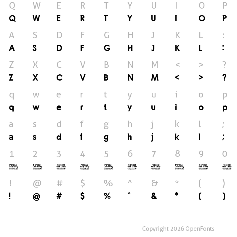 Character Map of Apasi Bold