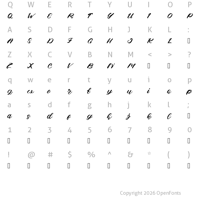 Character Map of Apem Regular