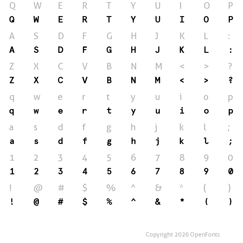 Character Map of Apercu Mono Pro Bold