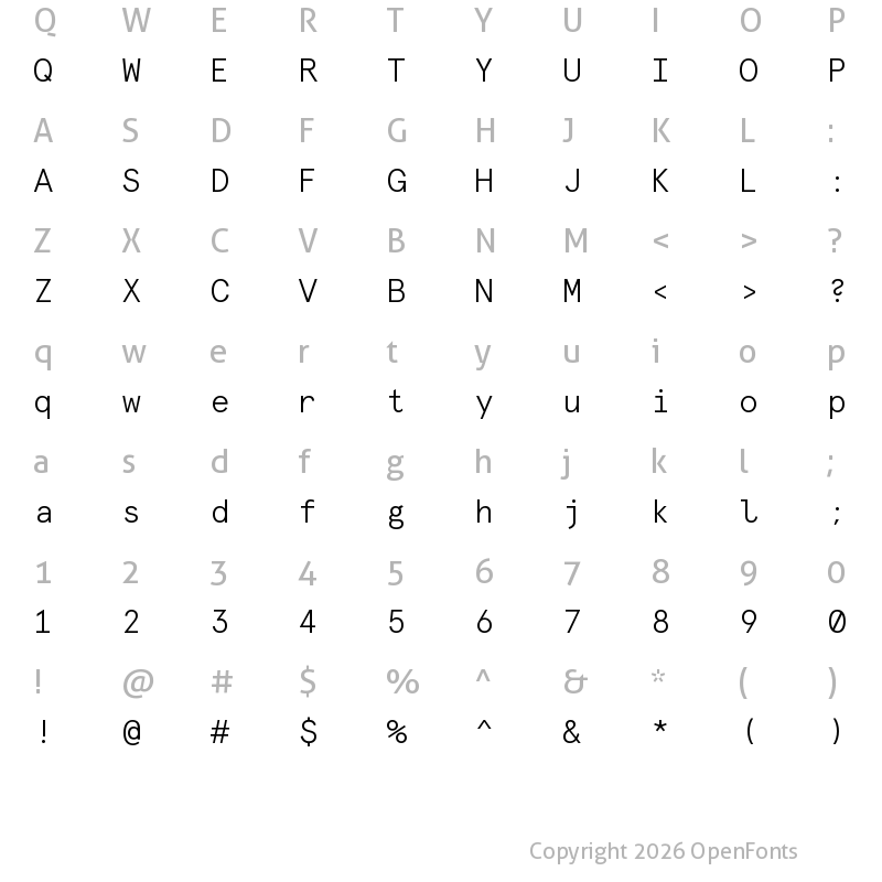 Character Map of Apercu Mono Pro Light