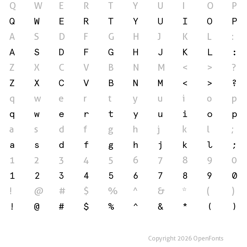 Character Map of Apercu Mono Regular