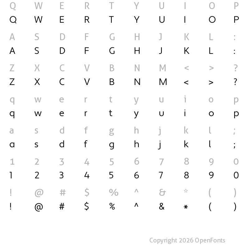 Character Map of Apertura Regular