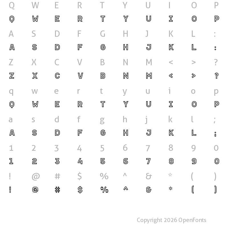 Character Map of Apice Bold Outline