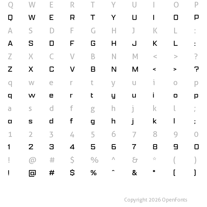 Character Map of Apotek Extended Light