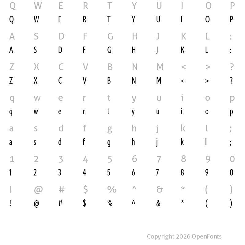 Character Map of ApparatExtraCond Medium